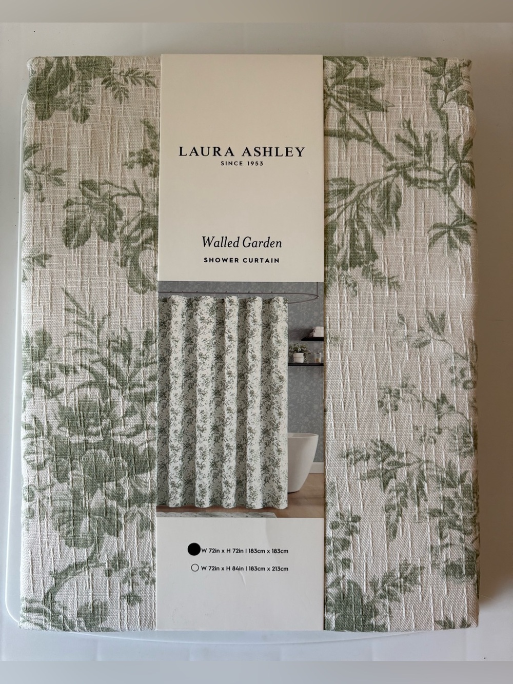 Laura Ashley Shower Curtain Walled Garden Green Floral New